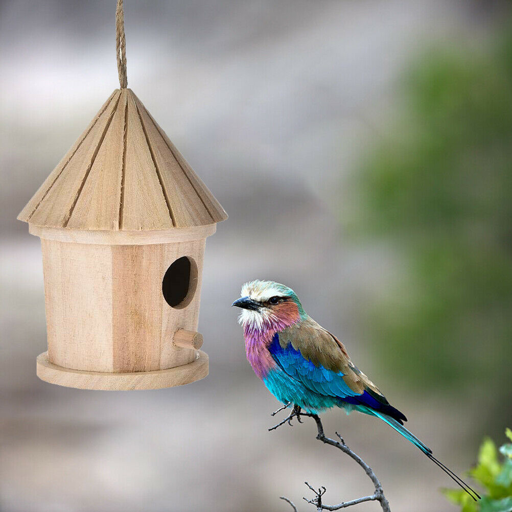 Wooden Bird Nest Hanging Bird House Natural Wooden Bird Cage Resting Place