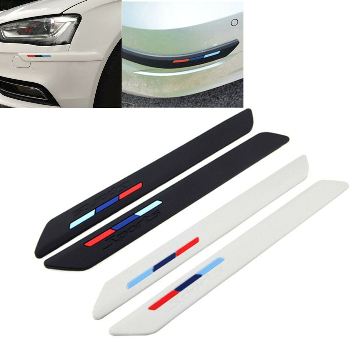 Pair Black Car Bumper Protector Corner  Anti-rub Scratch Guard Strip Rubber