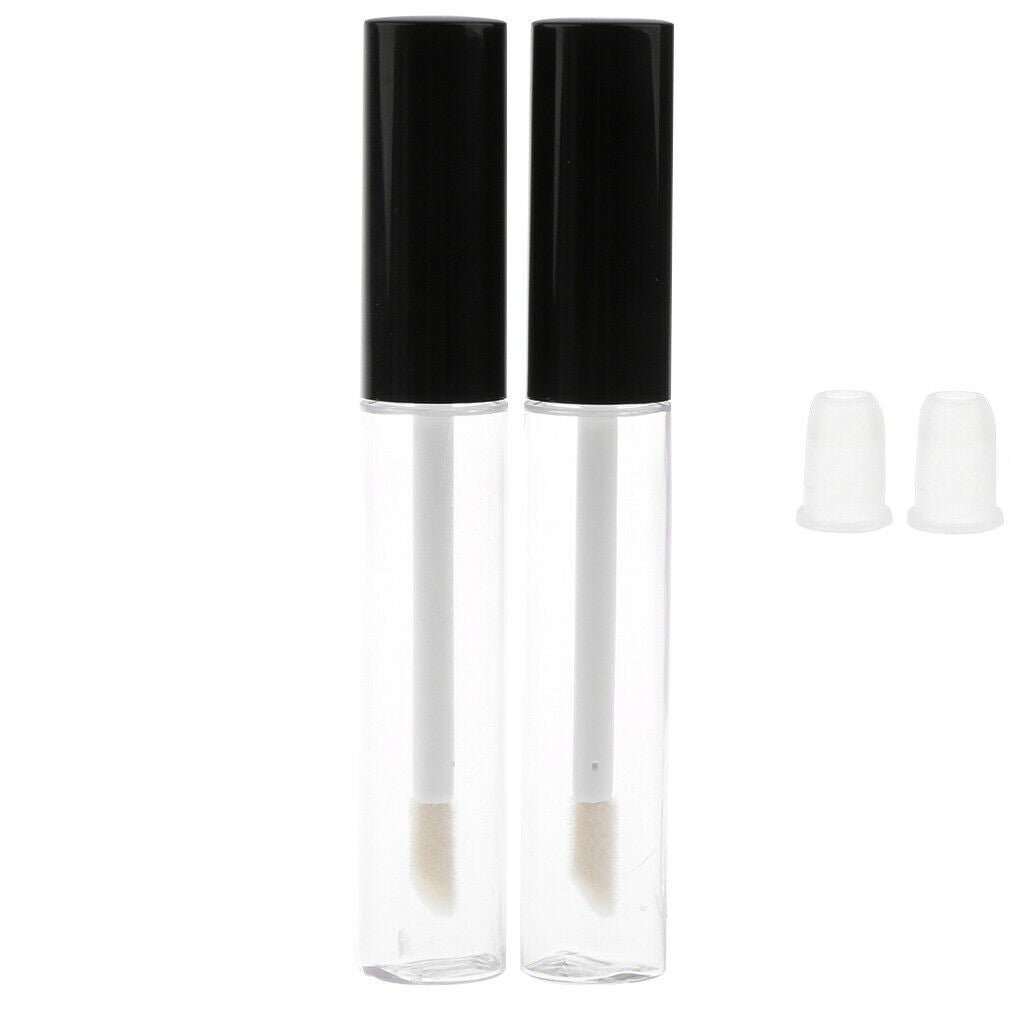 2 pcs 10ml Mini Transparent Travel Empty Mascara Eyelash Vials +2pcs Clear