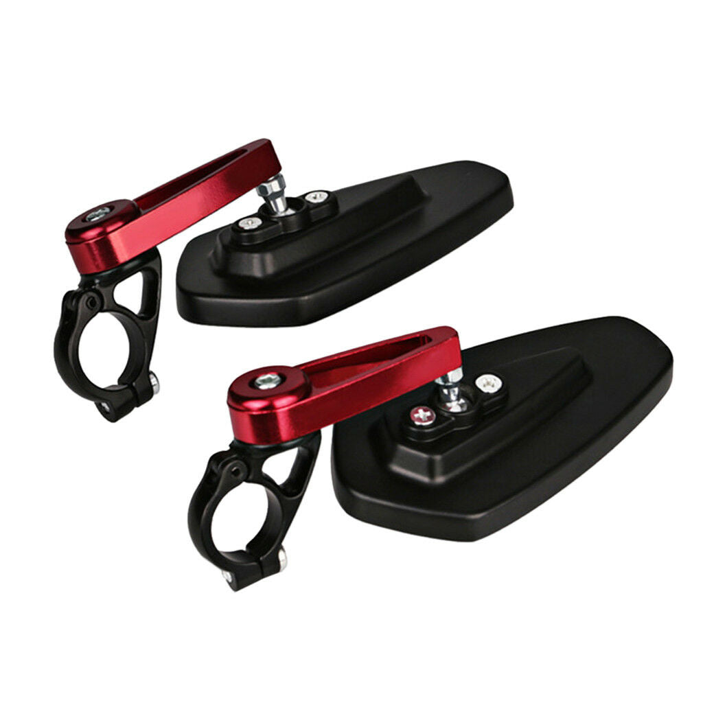 Pair 7/8" 22mm CNC Motorbike Red Handle Bar End Rear View Side Mirrors