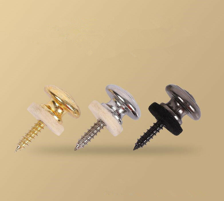 2 Pcs Guitar Strap Buttons Strap Locks Straplocks Mushrooms Heads Chrome`.l8