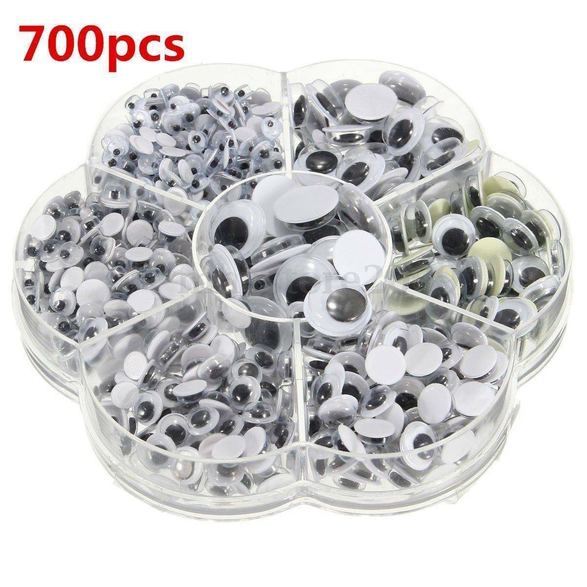 700 Googly Wiggly Wobbly Eyes SELF ADHESIVE NEW DIY Crafts Mixed 7Sizes 4mm-12mm