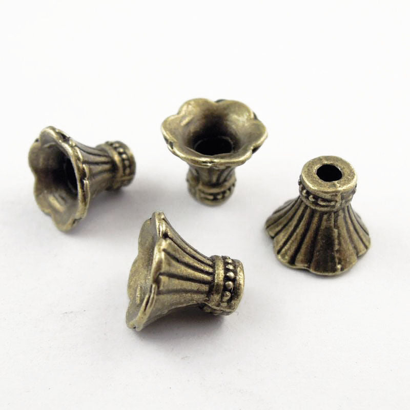 55pcs Antiqued Bronze Alloy Beads Caps Torus Beads Base Jewelry Pendant Findings