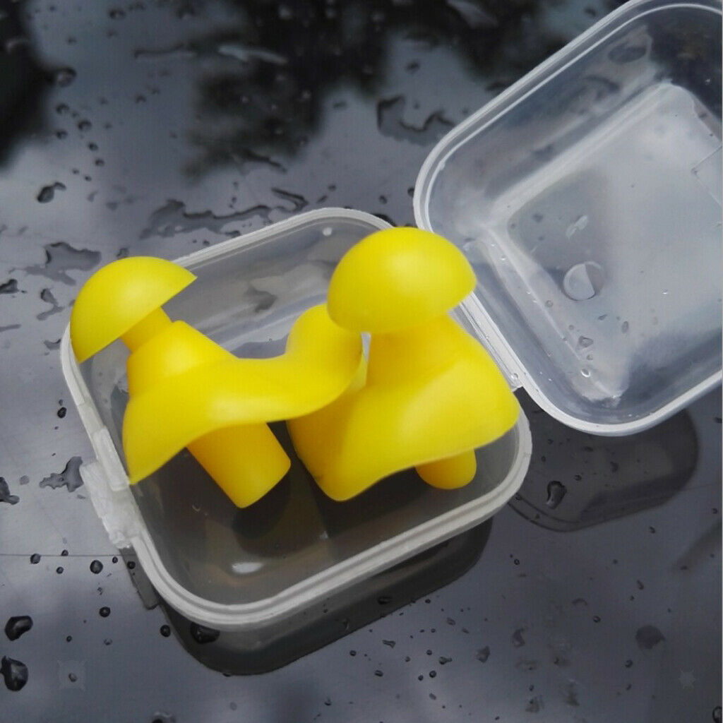 Swimming Ear Plug Spiral Diving Earplug Shower Sleeping with Case Yellow