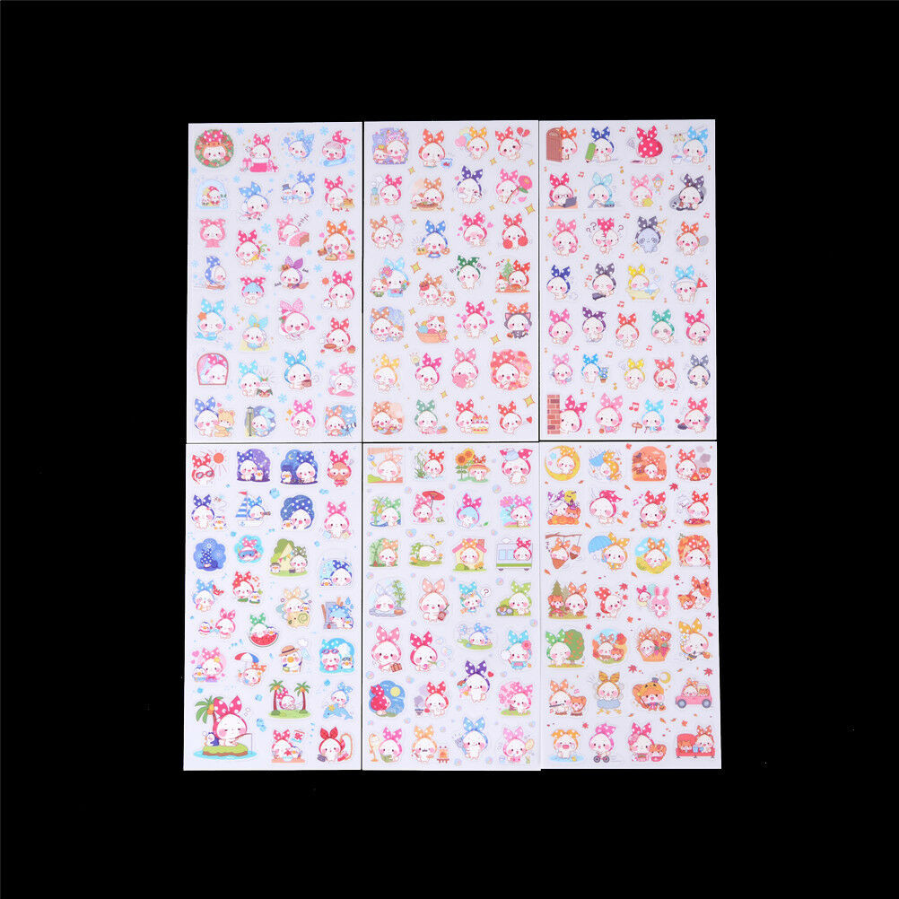 6pcs Cute scarf animal PVC paper stickers diy decoration album scrapboo.l8