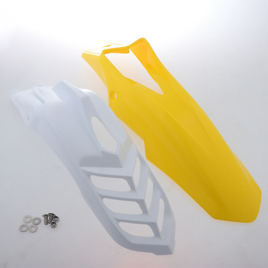 2 Pcs Motorcycle Front Fender Mudguard Wheel Splash Guard Yellow + White