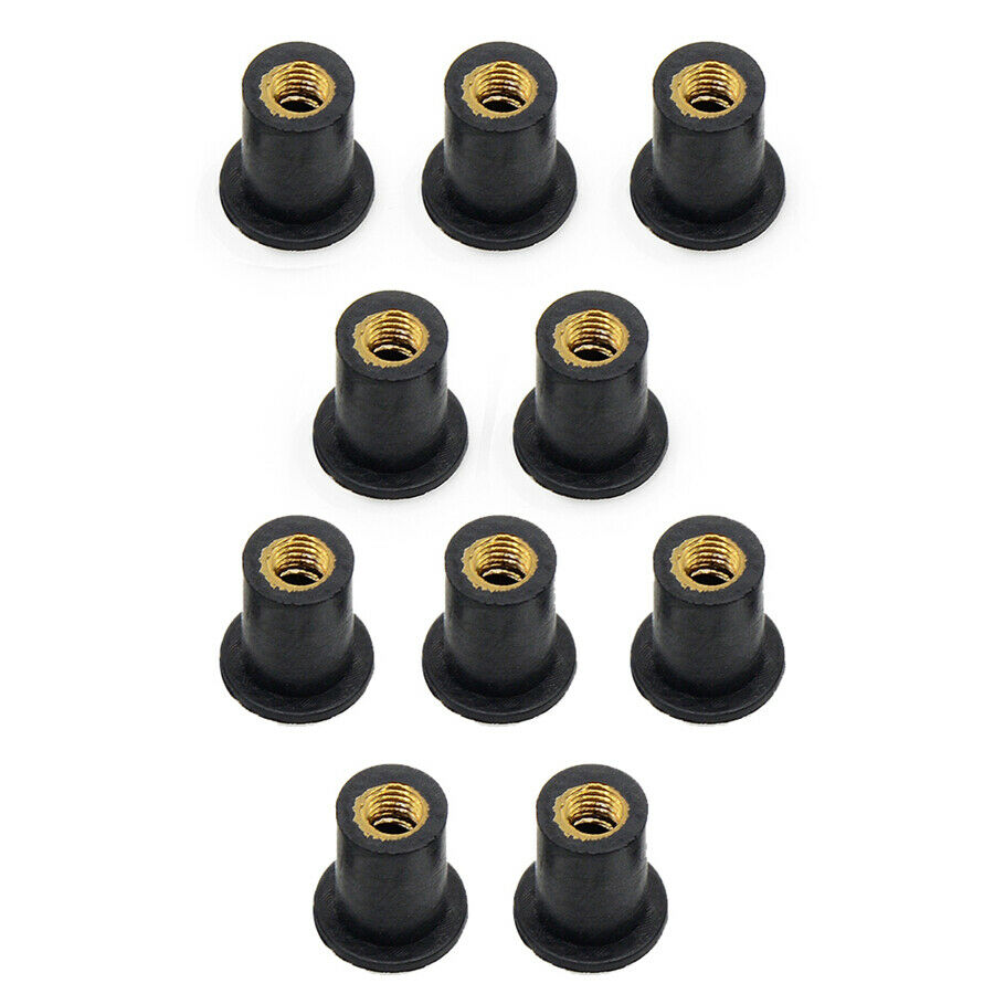 100Pcs M5 Rubber Well Nut 5MM Motorcycle Windscreen Brass NUTS High Quality
