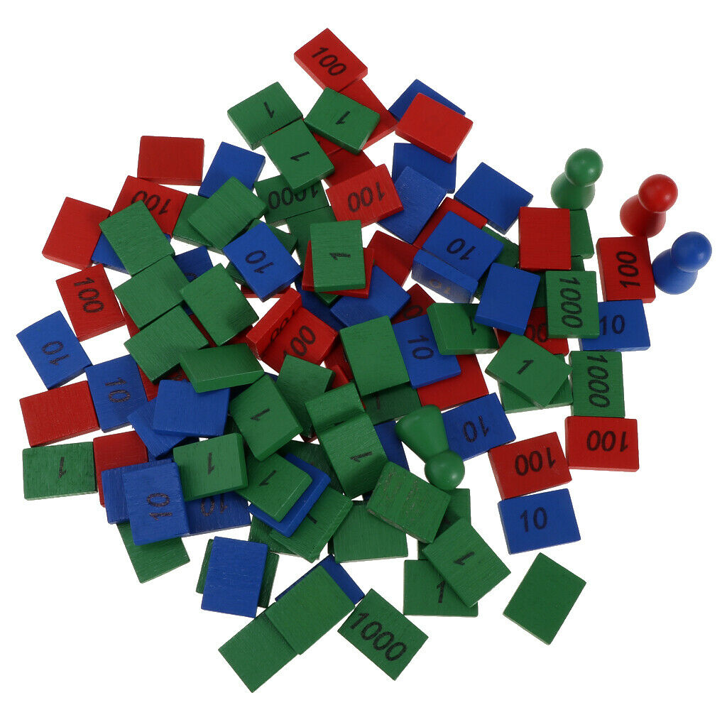 Colorful Wood Pieces Counting Number Math Kids Early Educational Toys