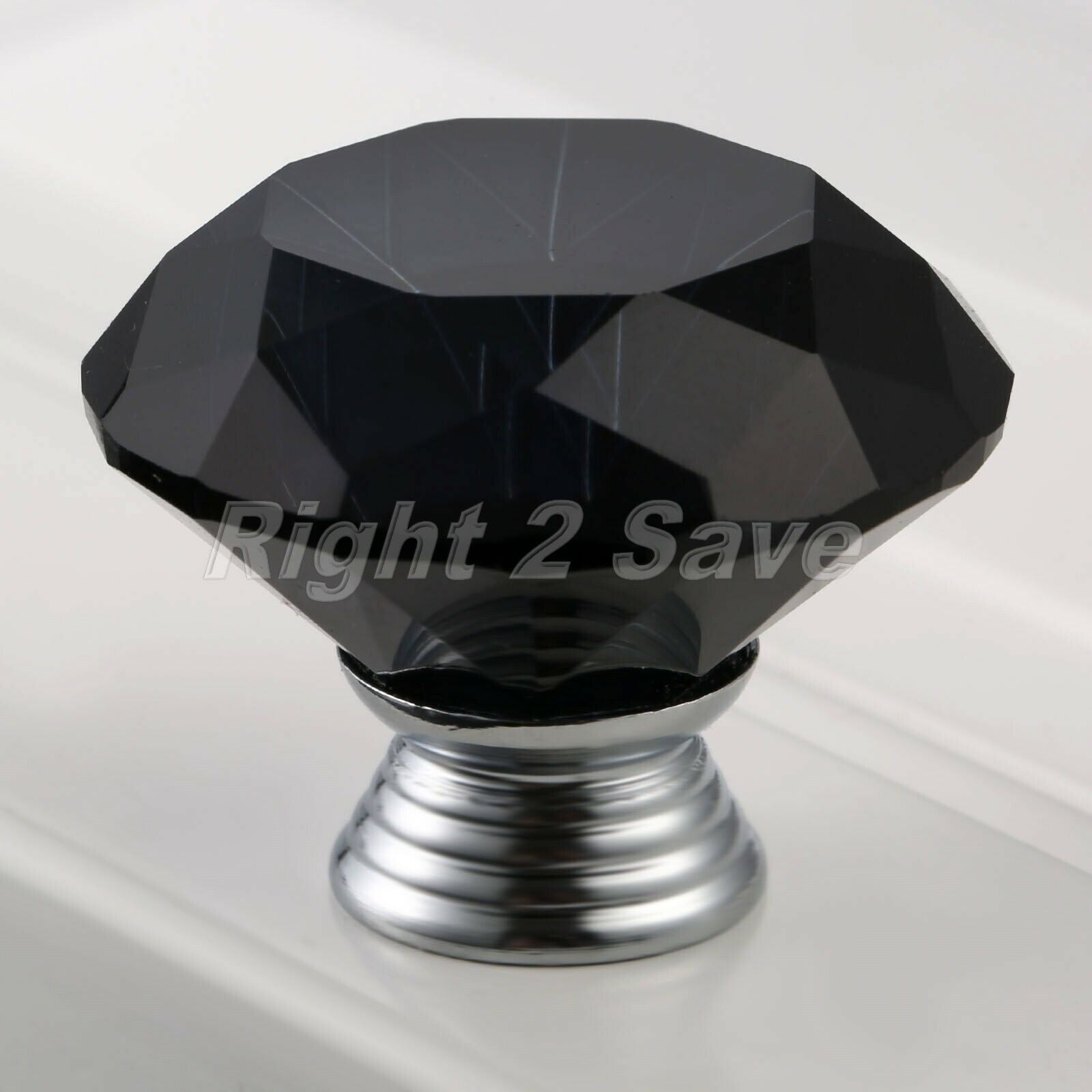 Black Crystal Glass Knobs Handle Dresser Closet Cabinet Drawer Door Pull 40mm