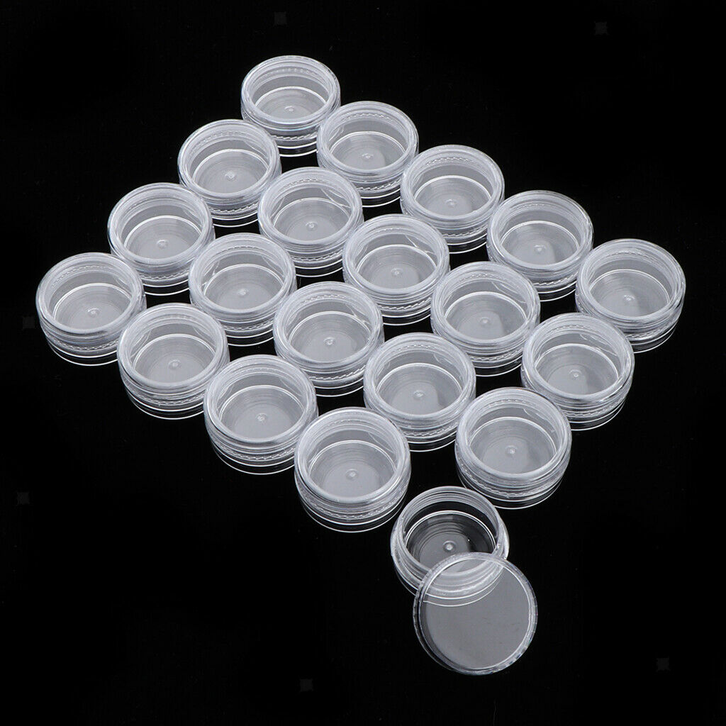 20 Pieces 3 Gram Empty Plastic Cosmetic Containers, Clear Round Sample Pot Jar