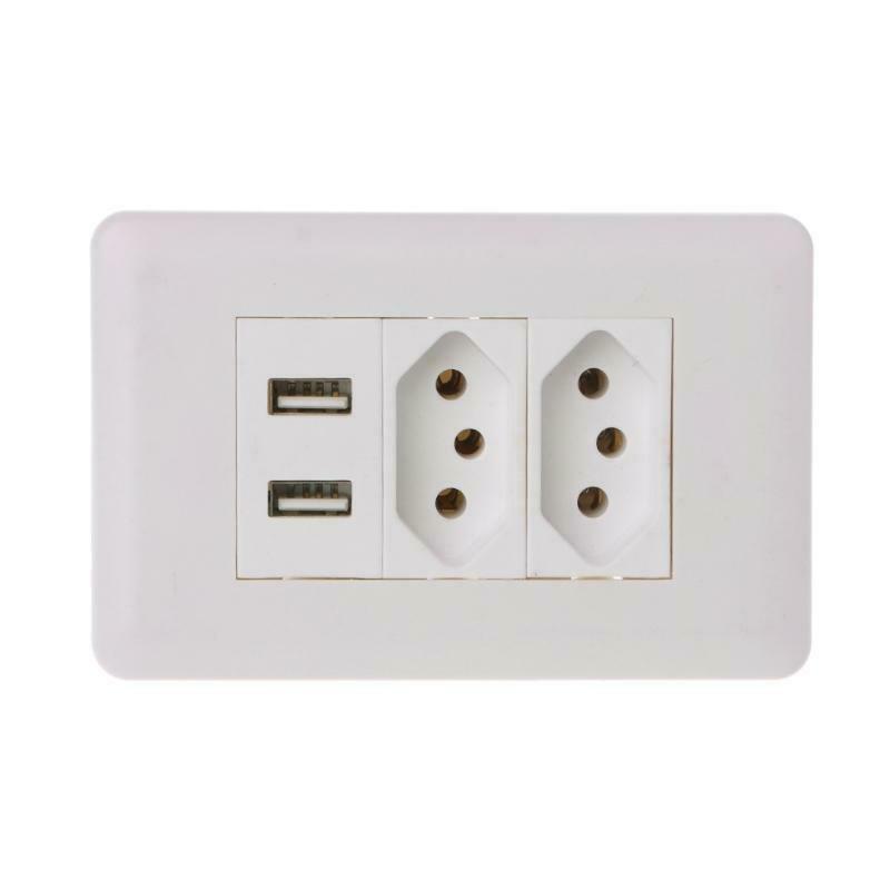 15A WallDouble Standard Power Socket Adapter Dual Ports USB Charger Panel 5V