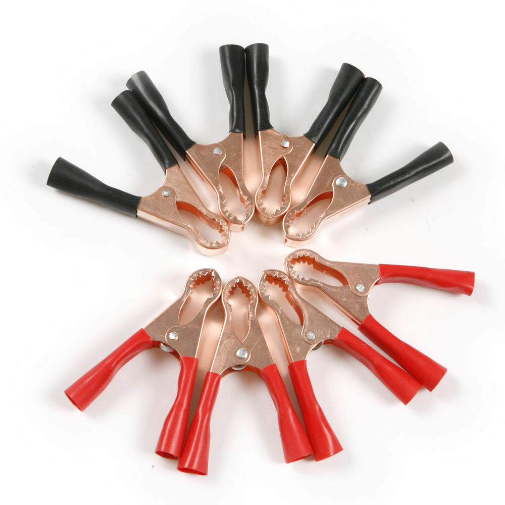 8Pcs 50A Car Insulated Alligator Clips Battery Clamps Crocodile Clip Red+Black