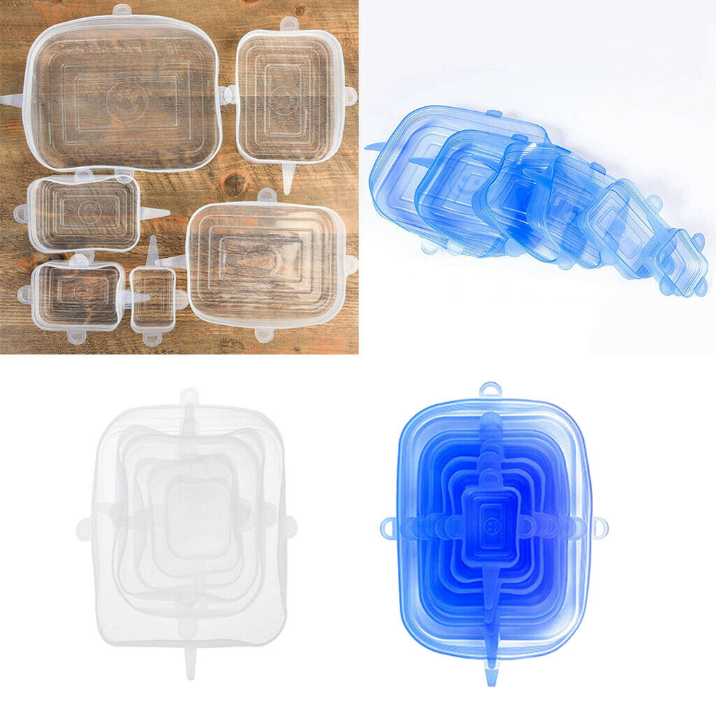 12pcs Silicone Stretch Lids Reusable Kitchen Freezer Safe for Bowls Dishes