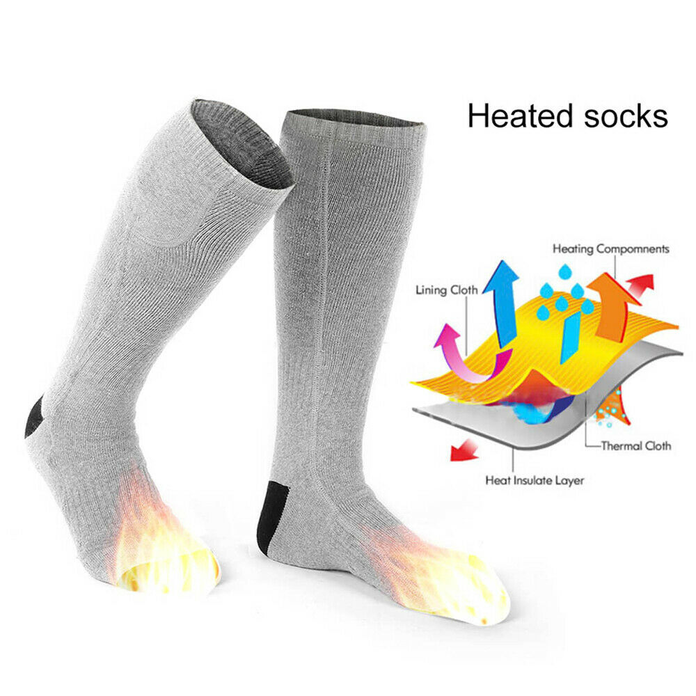Battery Electric Heated Socks Feet Warmer Outdoor Warm Socks Winter Thermal NEW