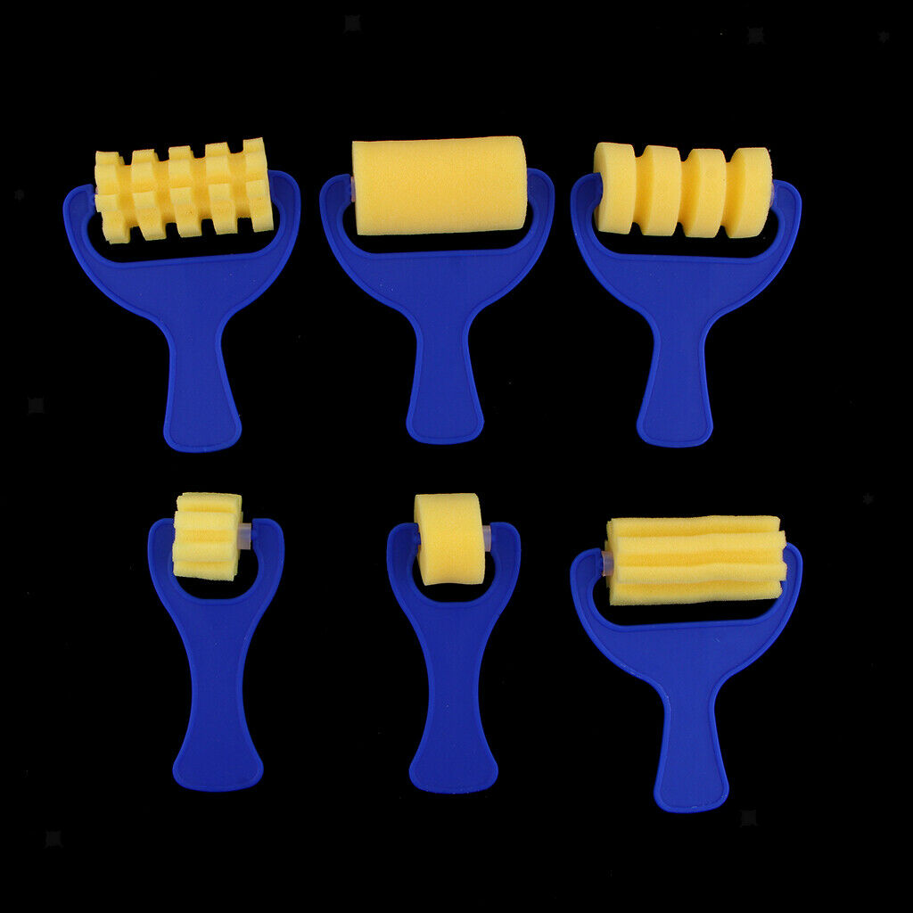 6x Kids Sponge Paint Roller Brush Foam Brushes Kits