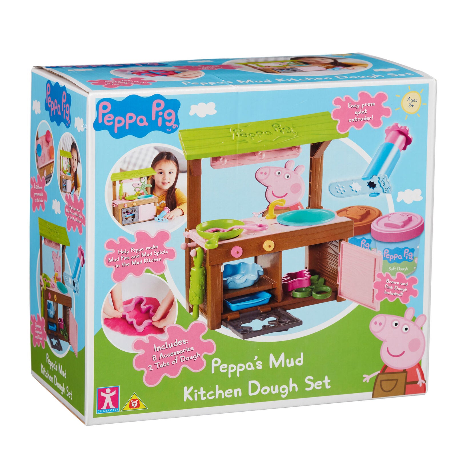 07038 Peppa Pig Peppa's Mud Kitchen Dough Set with 2 Tubs of Soft Dough Age 3+