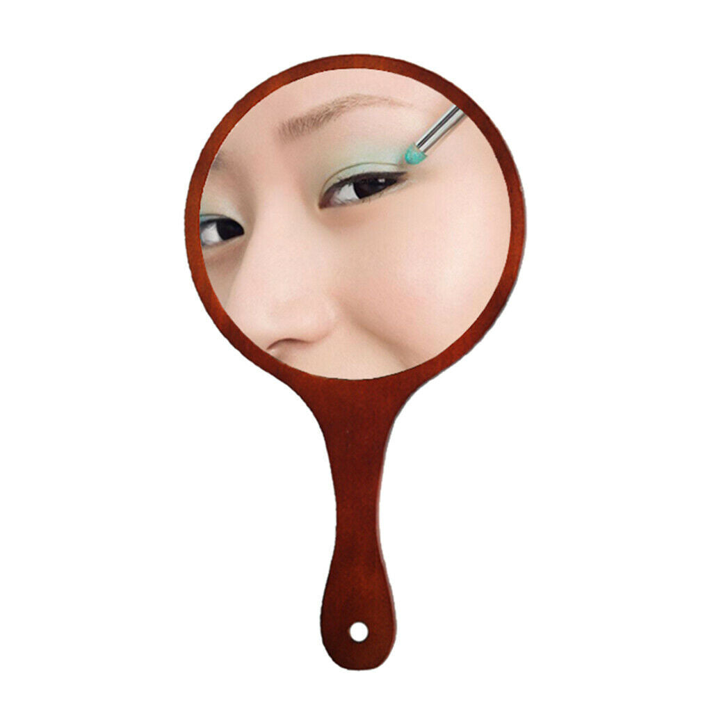 2 Pcs Durable Wooden Hand Held Mirror For Women Makeup Tattoo Beauty Tools