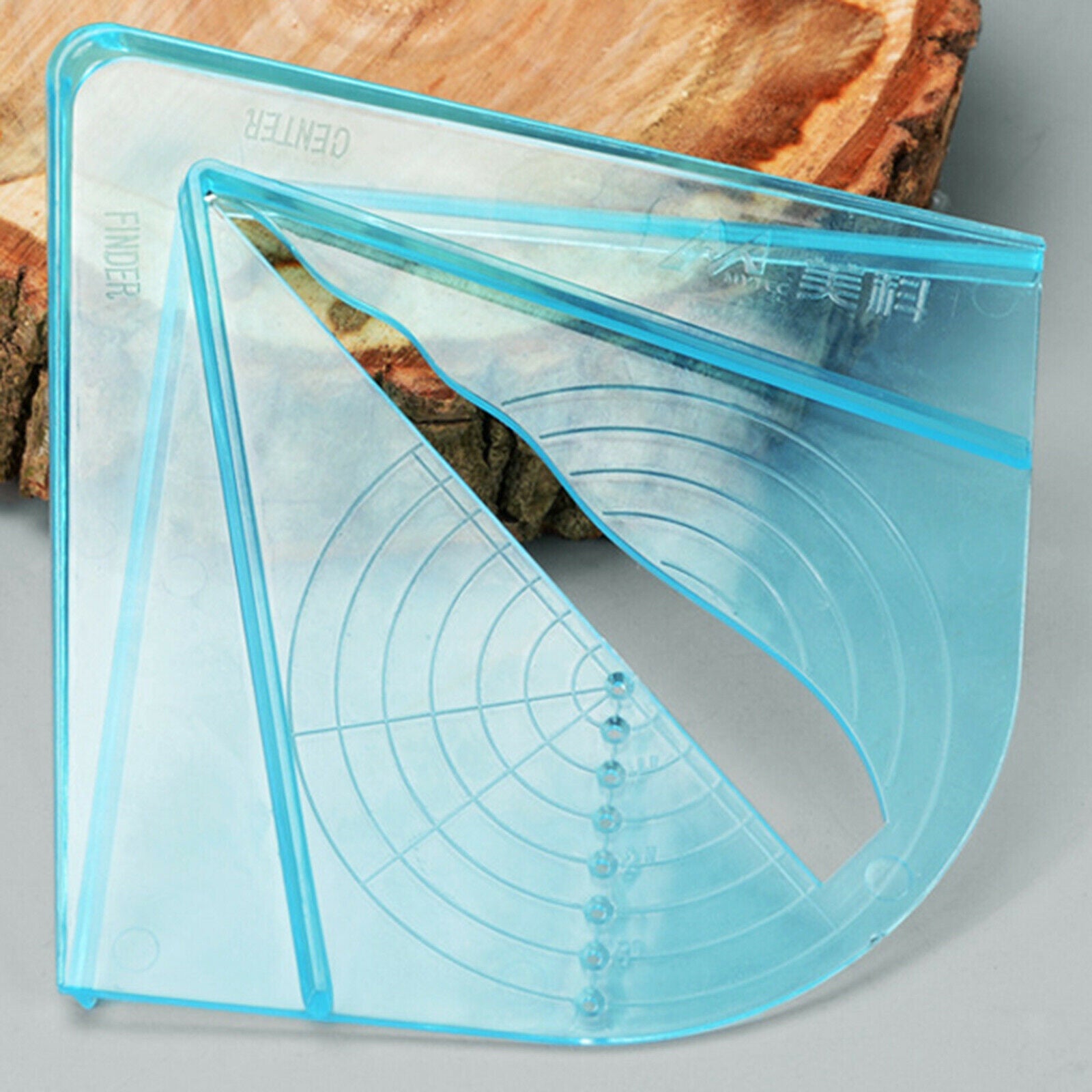 Blue Portable Center Finder Ruler Irregular Wood Acrylic Wood Turner Tools
