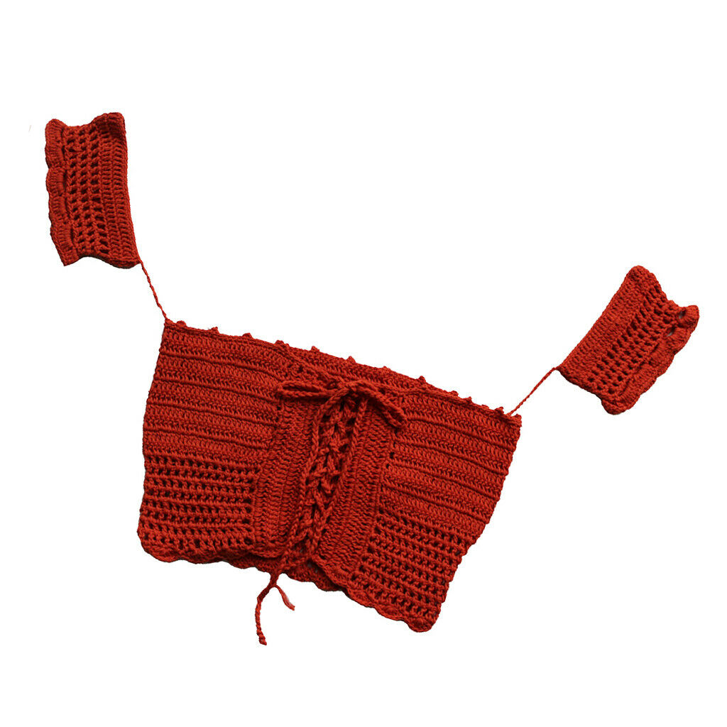 Women's Bandage Crochet Lace Knit Boho Beach Bikini Swimwear Crop Tops Red