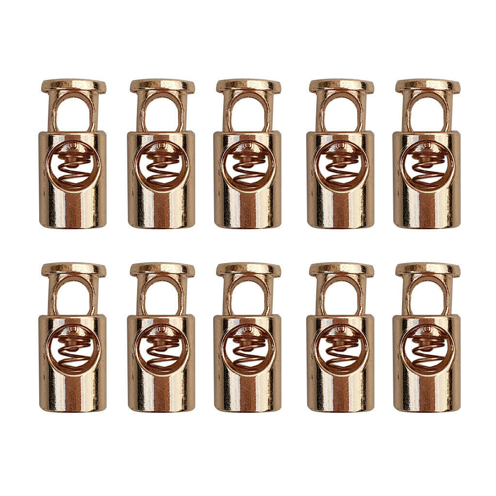 10 Pieces Cylinder String Cord Lock End Metal Spring Stop Toggle Stoppers
