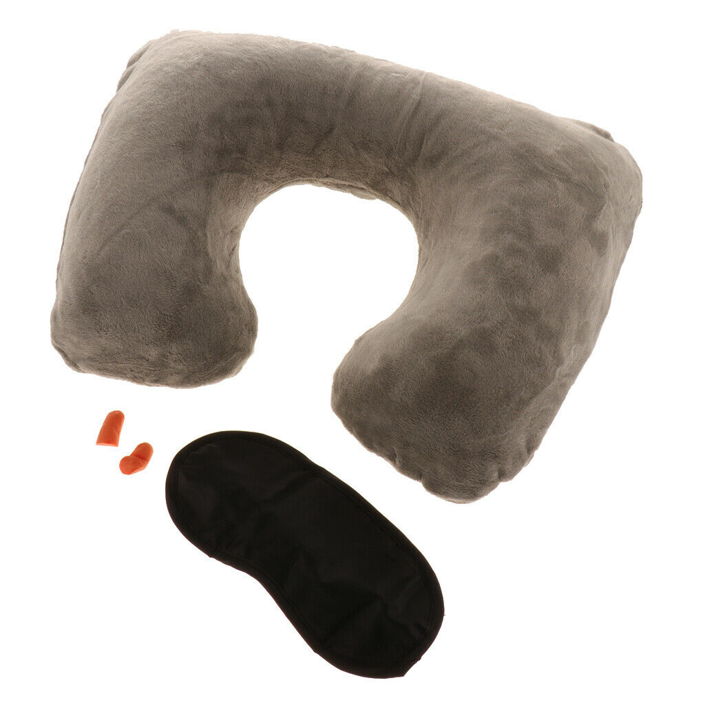Protect Neck   Pillow Inflatable Air Travel Flexible Grey