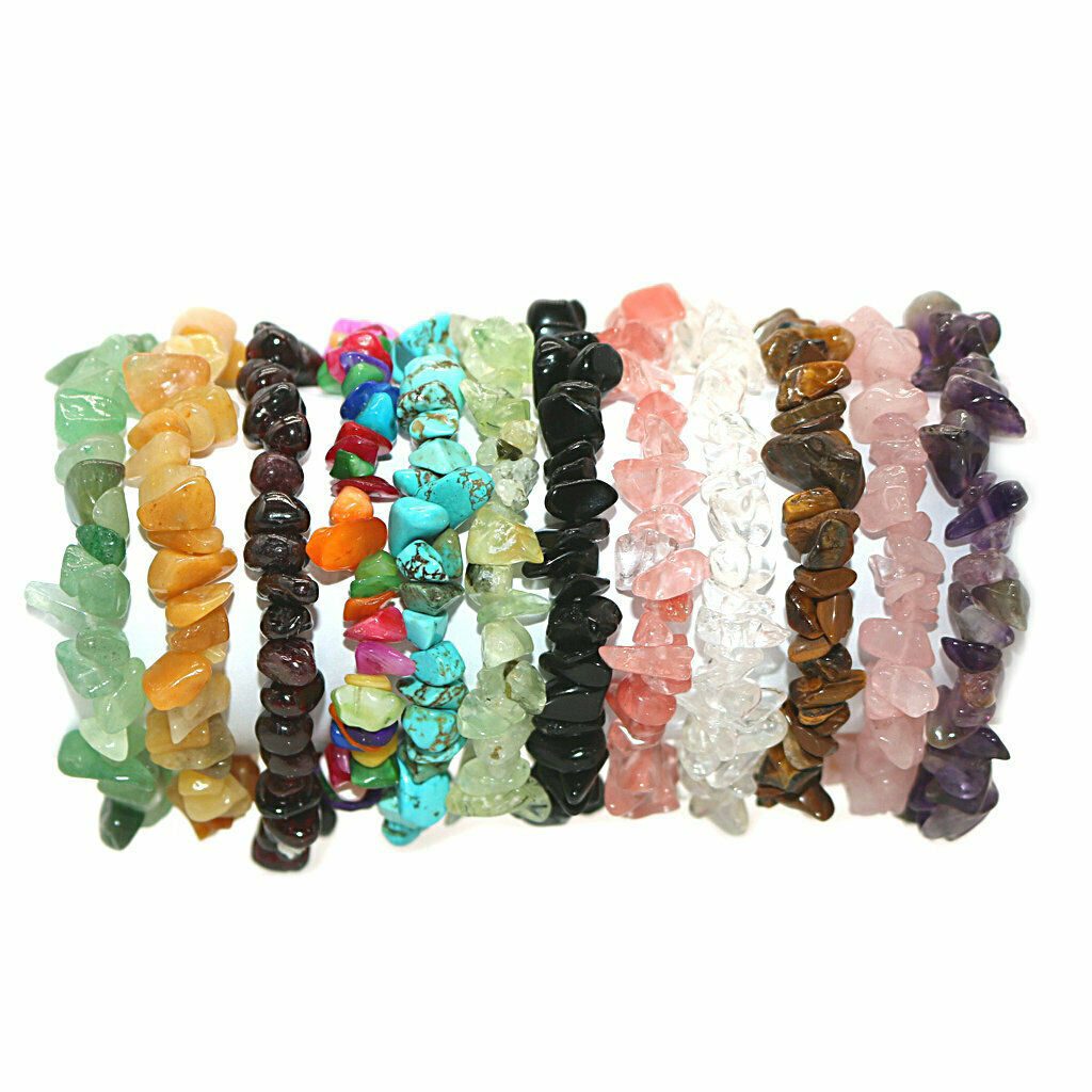 Charms Natural Crystal Gravel Bracelet Beaded Lovers Bangles White
