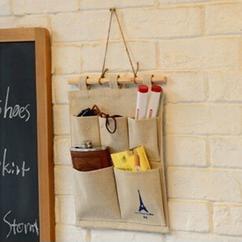5 Pockets Closet Door Home Wall Hanging Organizer Storage Stuff Bag Pouch.l8