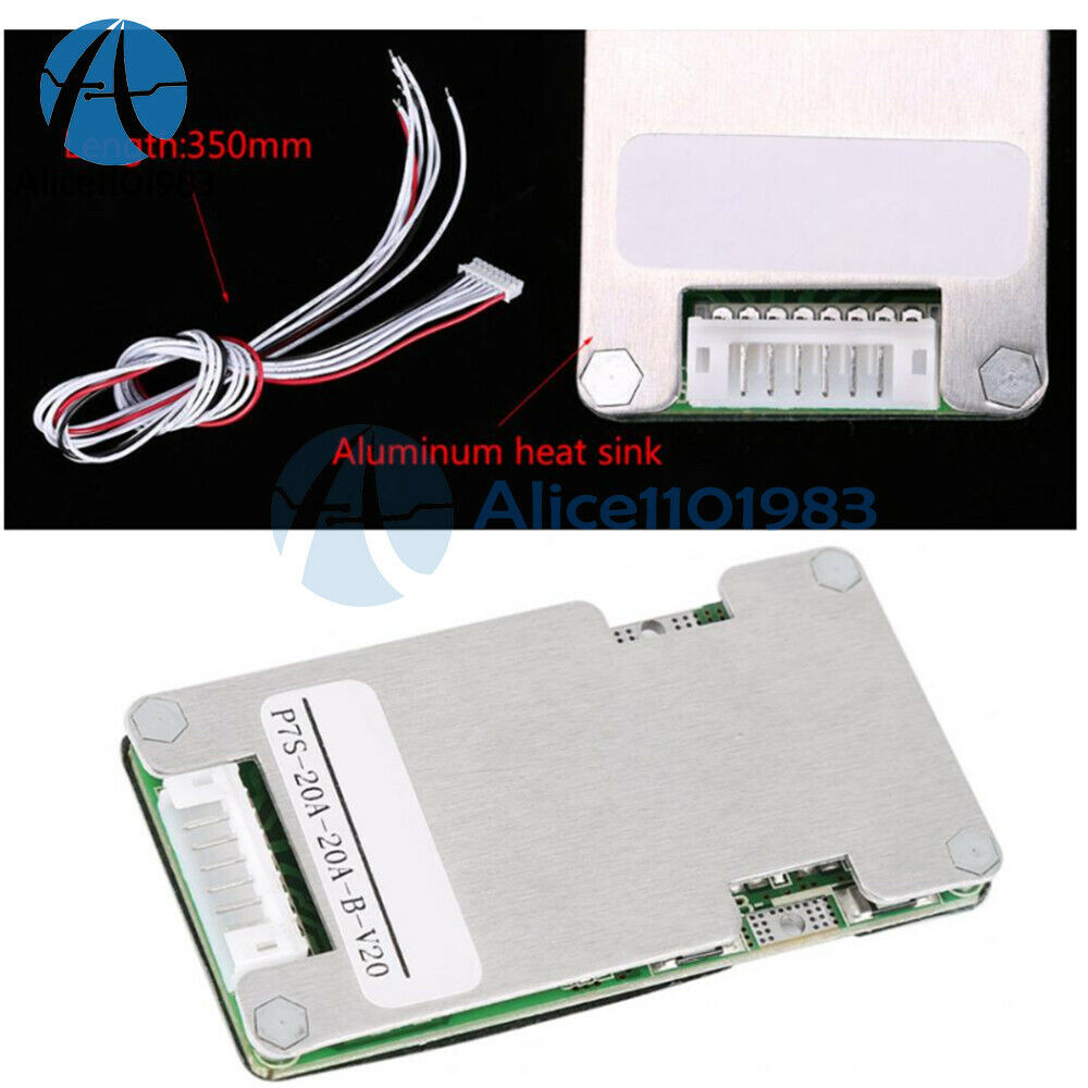 7S Li-ion lithium LiFePO4 Battery Protection BMS Board with Balance 24V 20A