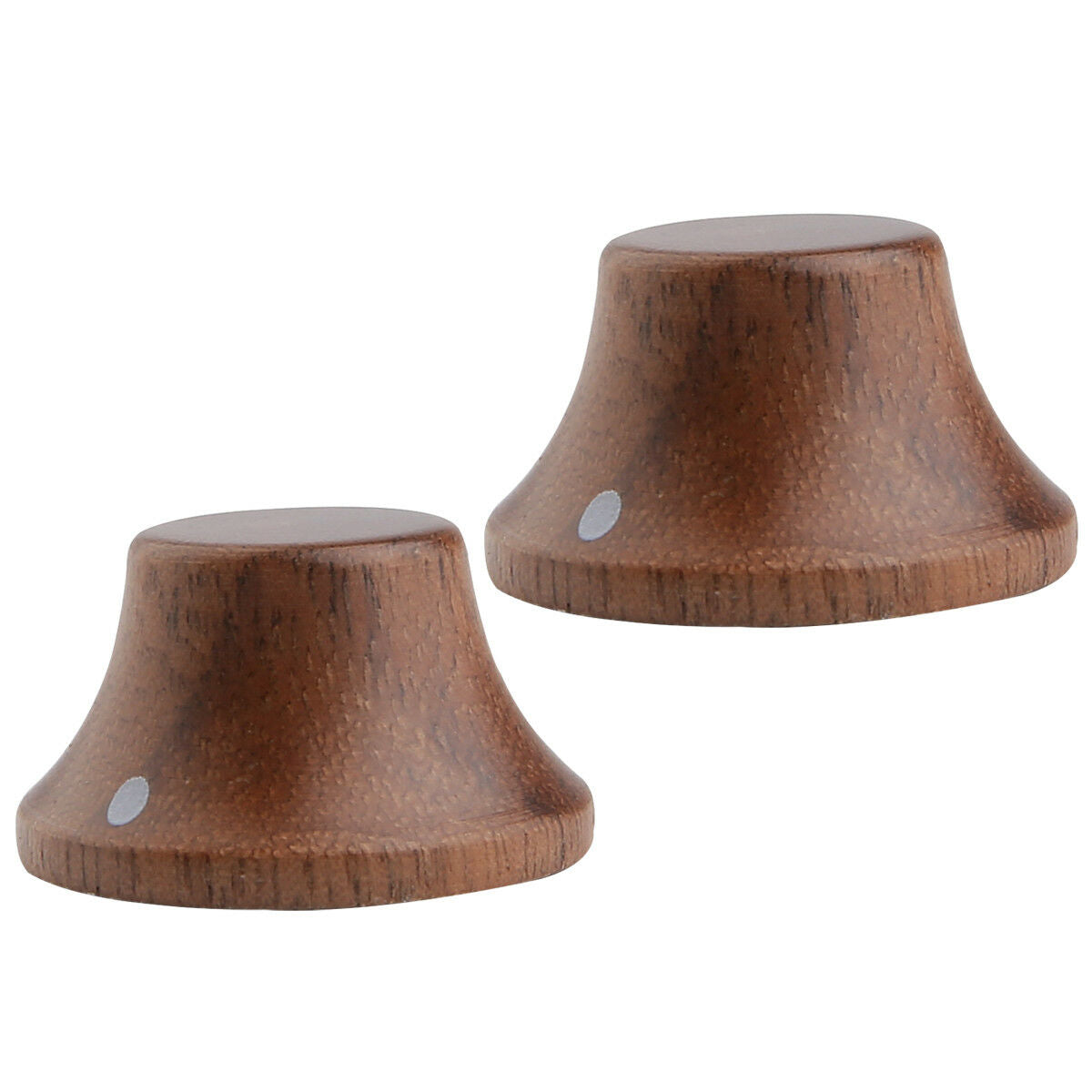 2x Walnut Wood Strat Style Bell Knobs Guitar Bass Top Hat Knob w/ Indicator Dot