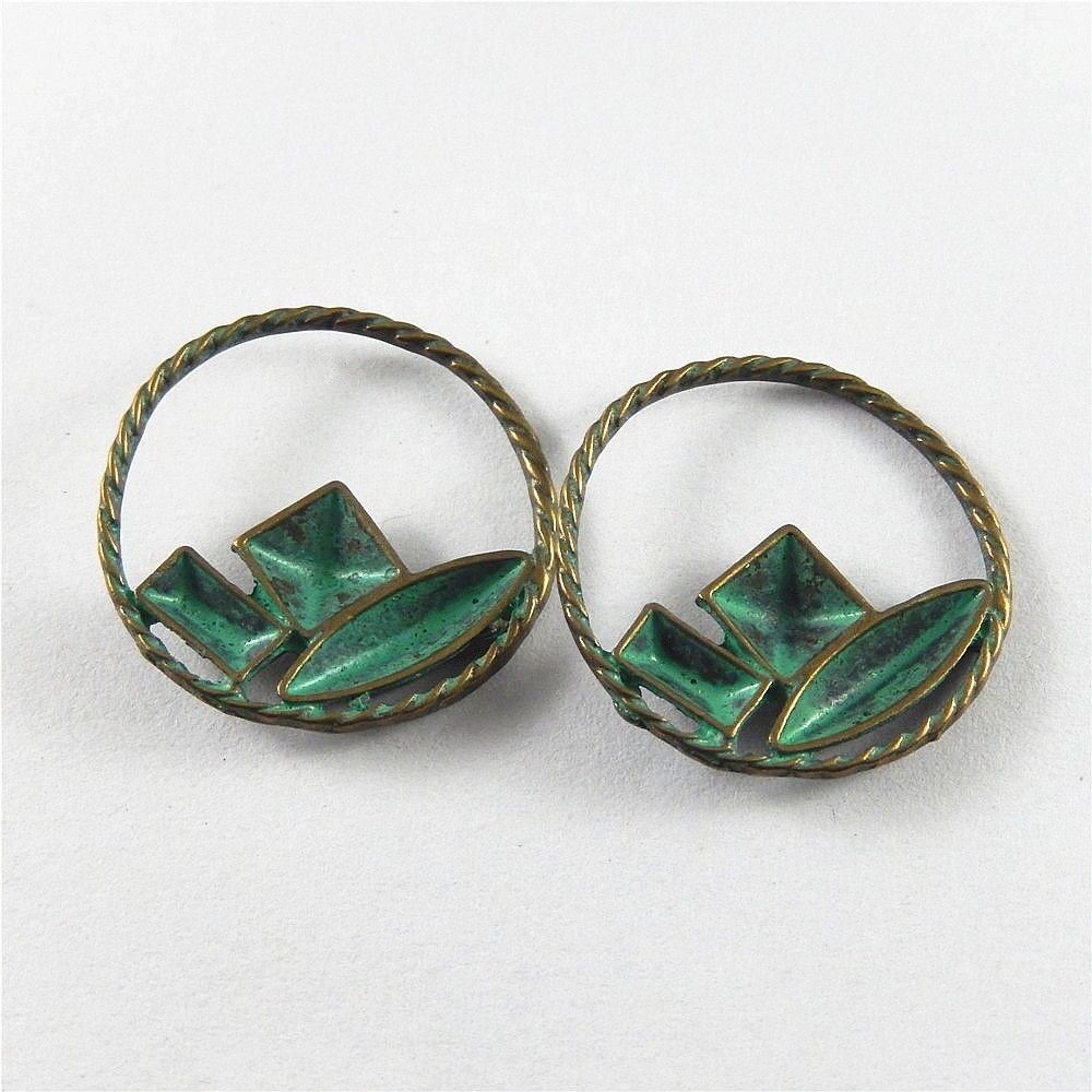 20 pcs Retro Round Frame Geometric Charm Pendant Patina Alloy Crafts 24*3mm