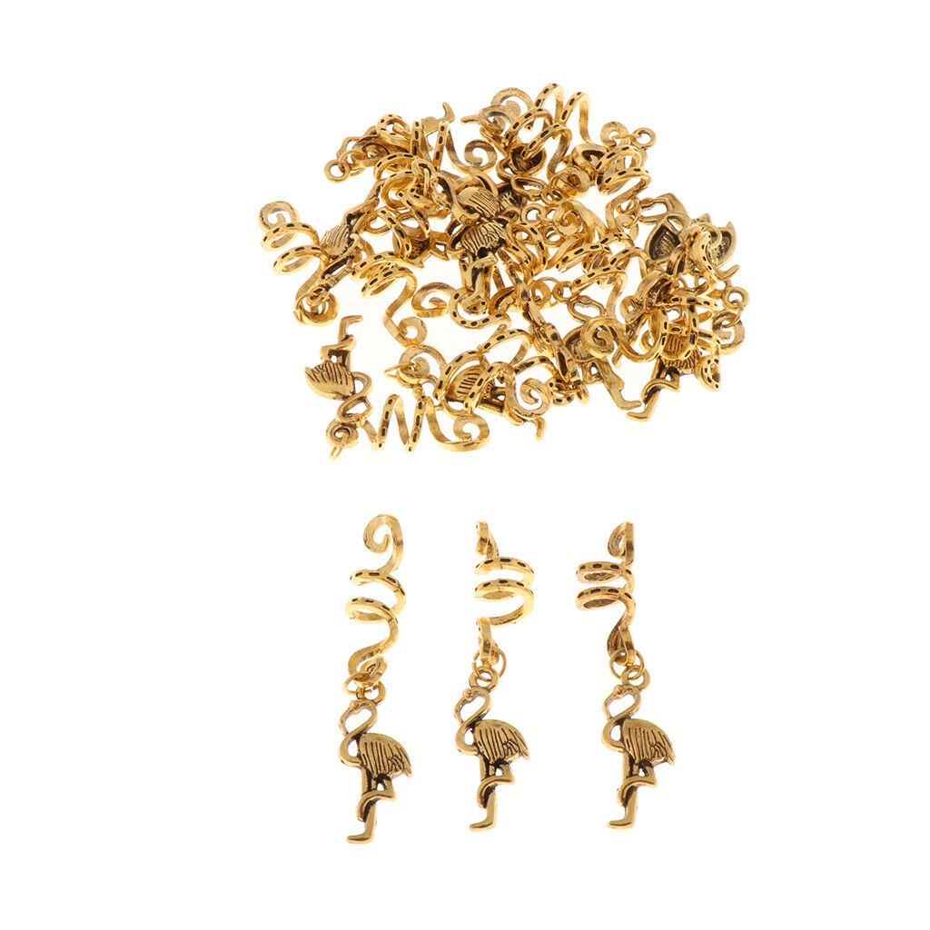Golden Dreadlock Braiding Beads Hair Coils Pendants Charms Jewelry Cuffs