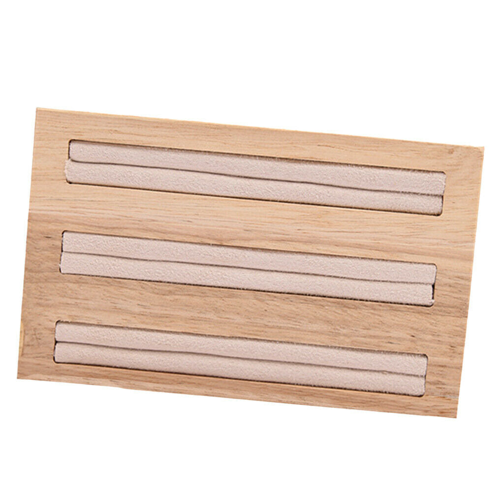 2Pcs Natural Wooden Leather Jewelry Ring Display Stand Bracelet Holder Organizer