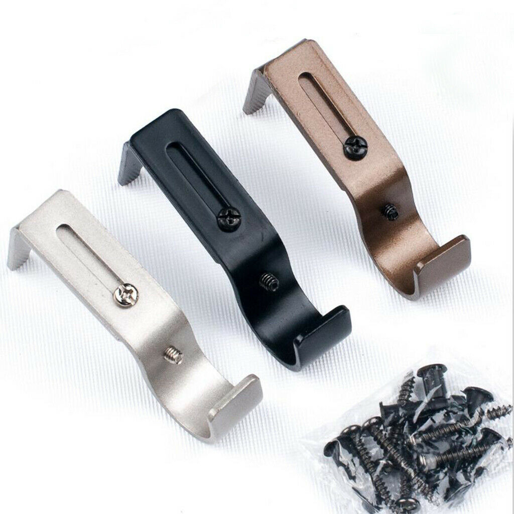 2 Set 6Pcs Adjustable Curtain Rod Bracket Holder for 25mm Rod~Black