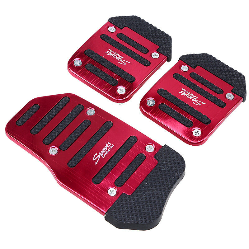 3pcs Car Red Non-Slip Automatic Brake Foot Pedal Pad Cover Universal Accessories