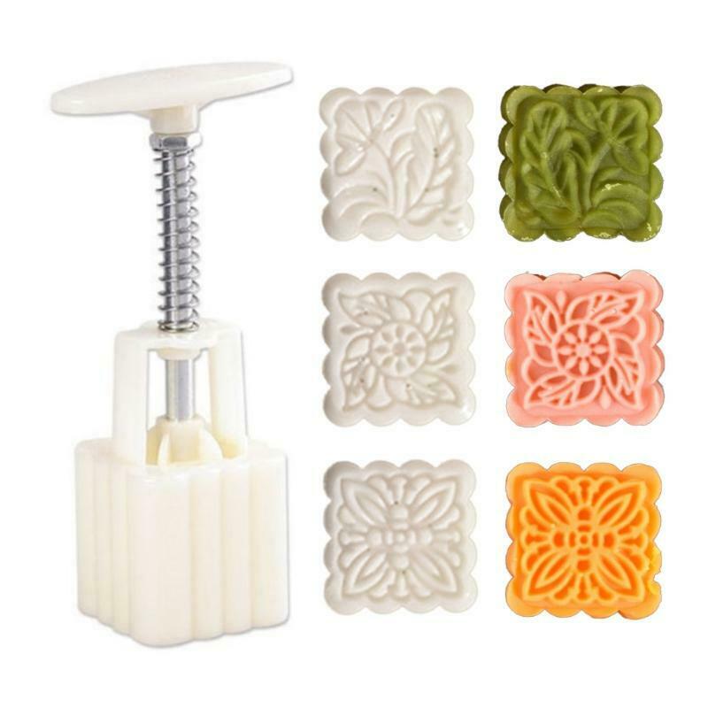 Plastic 50g Square Mooncake Mold Mid-Autumn Festival Hand-Pressure Mooncake Mold