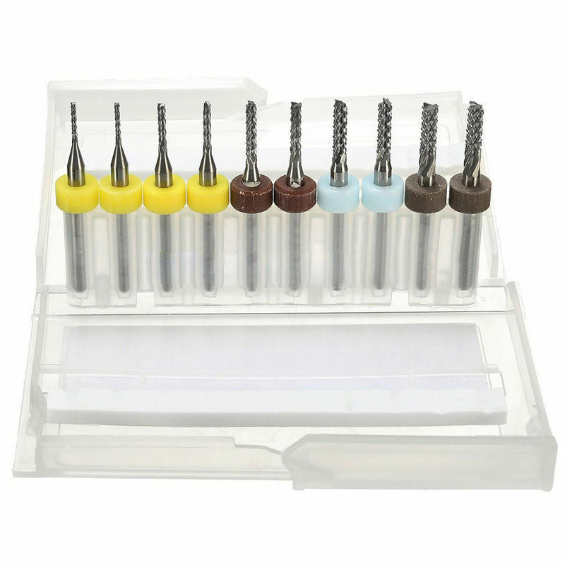 10Pcs 3.175mm PCB Carbure Outils Fin Moulin CNC Couper Pointes Fraisage Coupeurs
