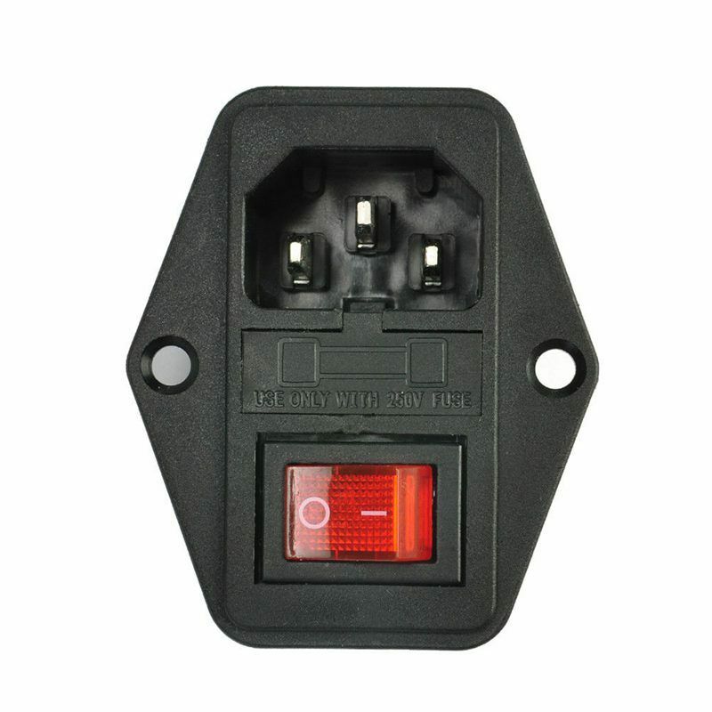 New 3 Pin Iec320 C14 Ac Inlet Male Plug Power Socket With Fuse Switch 10A 250VC7