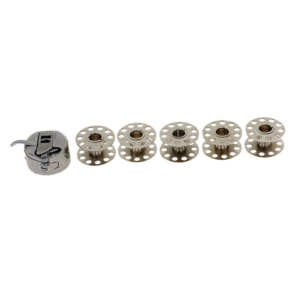 6Pcs Stainless Steel Sewing Machine Bobbins Empty Spools Thread Reels