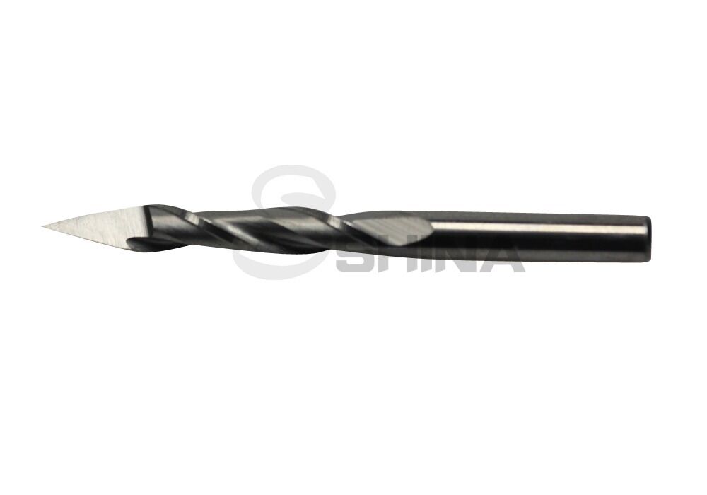 5x 3.175mm 30 deg 0.1mm Tungsten Carbide Two/Double Flutes Spiral Engraving Bit