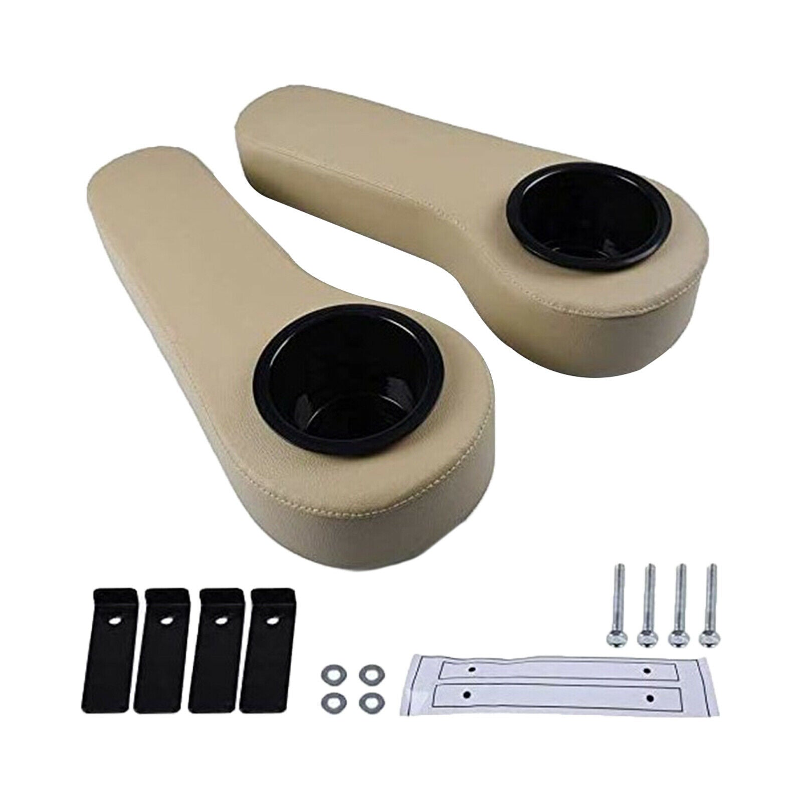 Universal Golf Cart Armrest Cushion with Cup Holder for Club Car Brown
