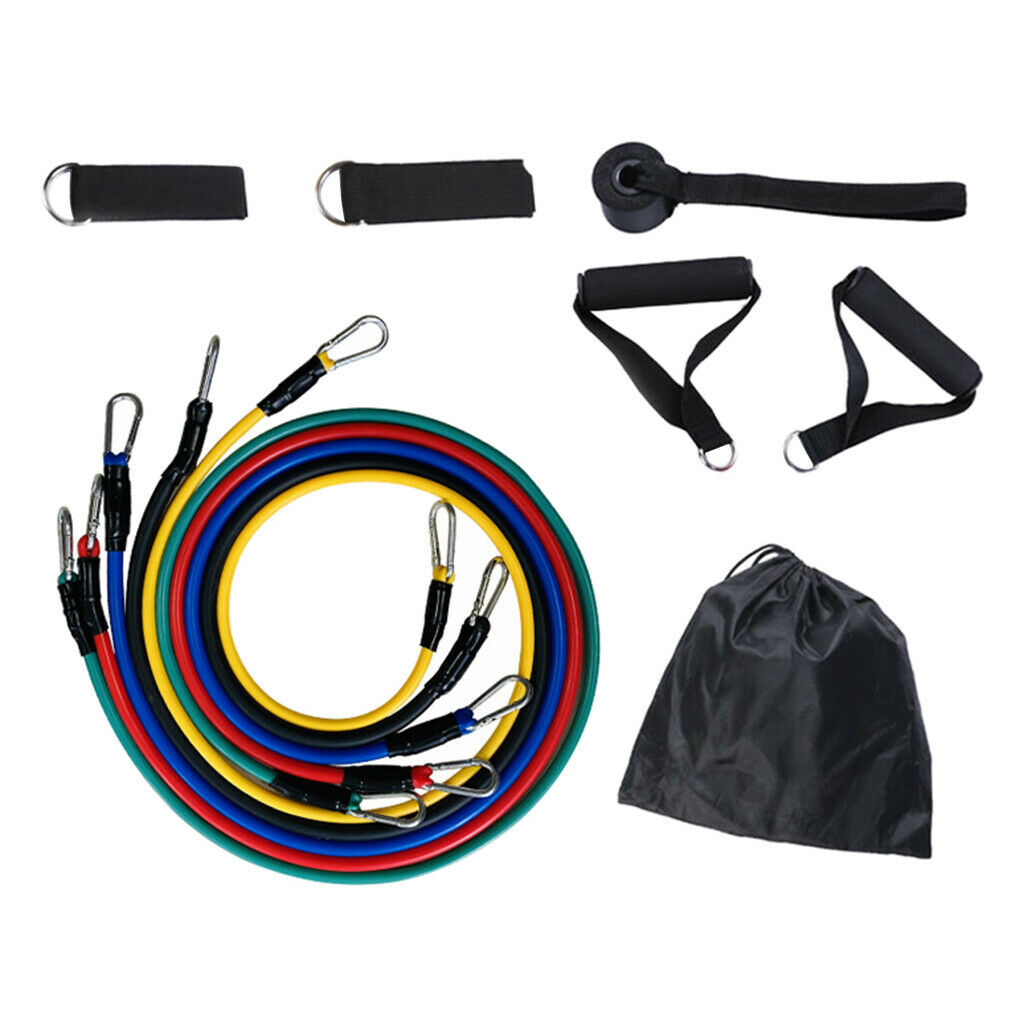 11x Resistance Bands Fitness Exercise Bands and Door Anchor Handles Straps
