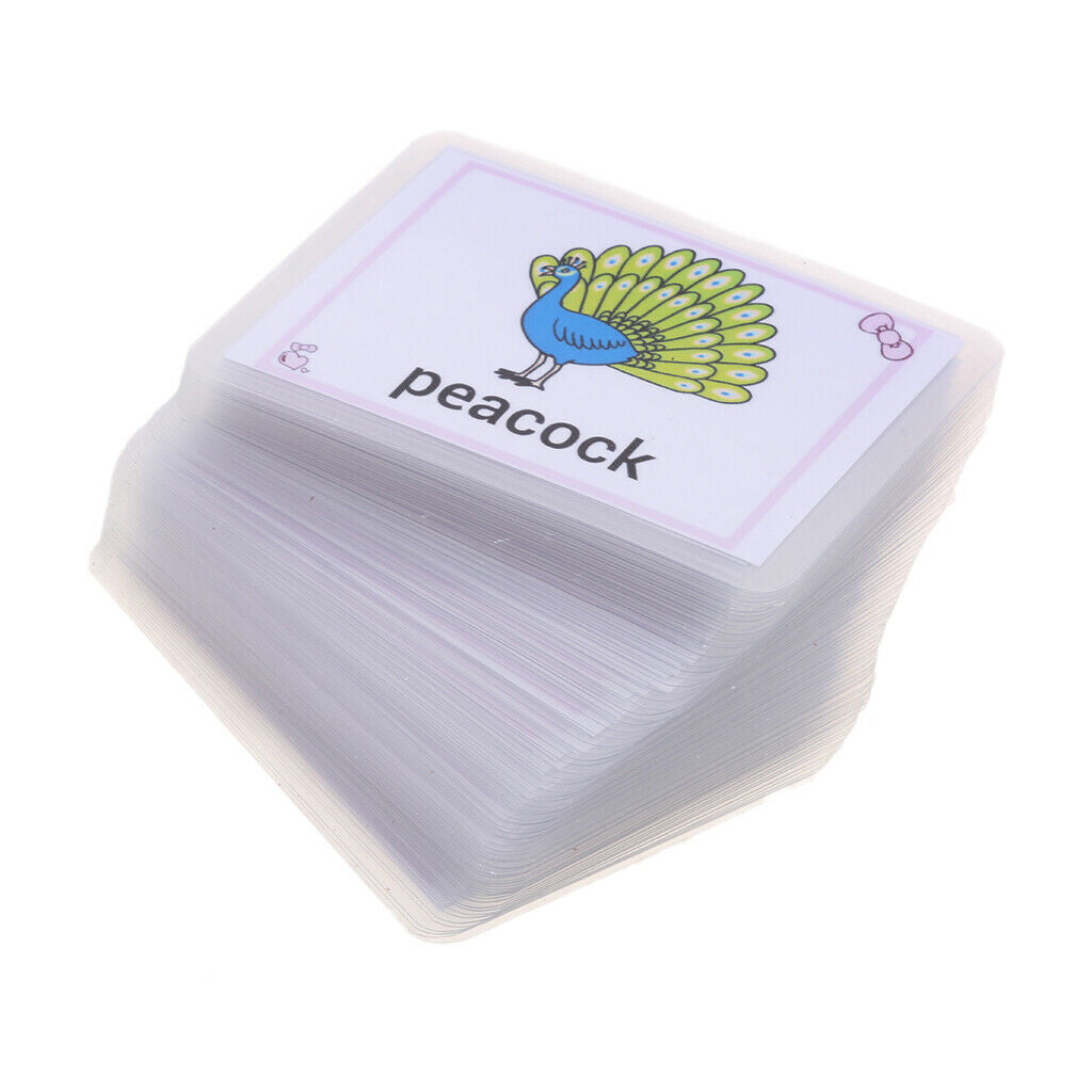 80 Pieces Animal Cognitive Flash Cards Kids Educational Sight Word Flashcard