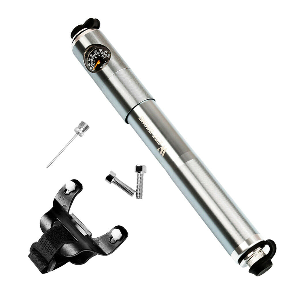 Portable Mini Bike Pump with Pressure Gauge and High Pressure 160 PSI - Sports