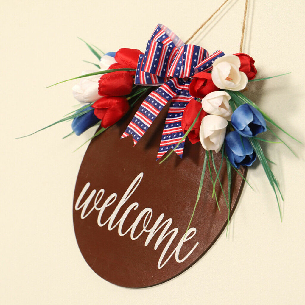 Welcome Round Hanging Wood Sign Farmhouse Wall Front Door Housewarming Gift