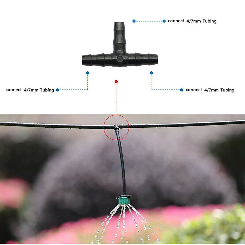 50X irrigation 4/7 mm Tee Connector 1/4 Inch Hose Garden Lawn Watering^Connector