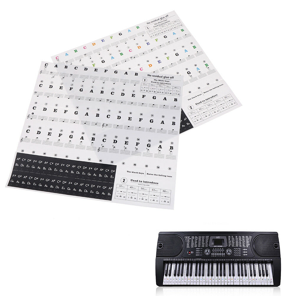 Keyboard Piano Multicolor Removable Piano and Keyboard Stickers for 49 61 76DEAU