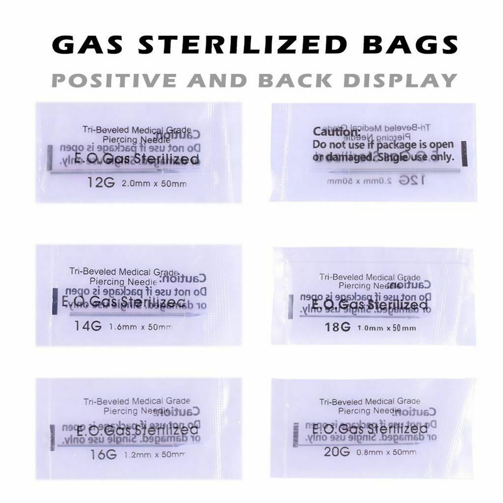 100x Mix Steel Tattoo Body Piercing Needle  12G 14G 16G 18G 20G