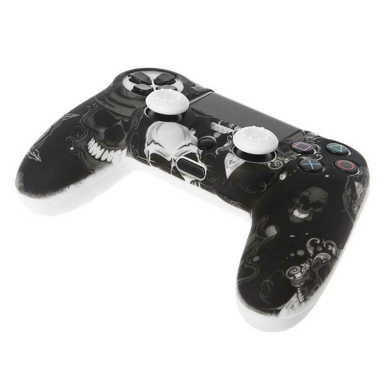 Gamepad Controller Silicone Sleeve Guard Protective Cover + 2 Grip Caps For PS4