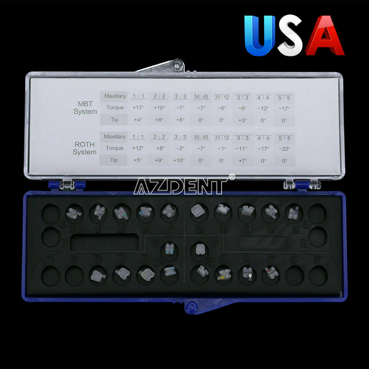 5 Packs Dental Ceramic Orthodontic Bracket Braces 5*5 Roth 0.22 Braces Hooks 345
