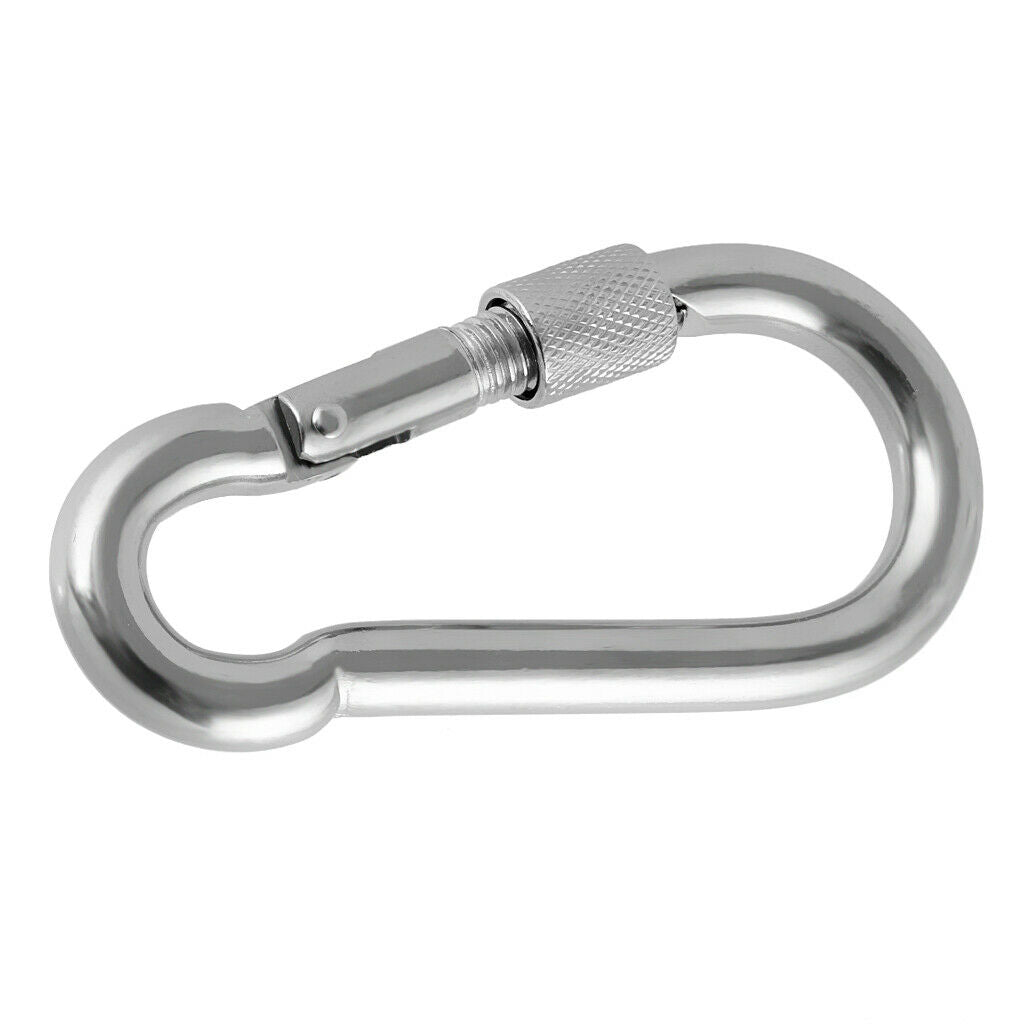 3x Stainless Steel Safety Climbing Snap Hook Carabiner Locking Clip Outdoor